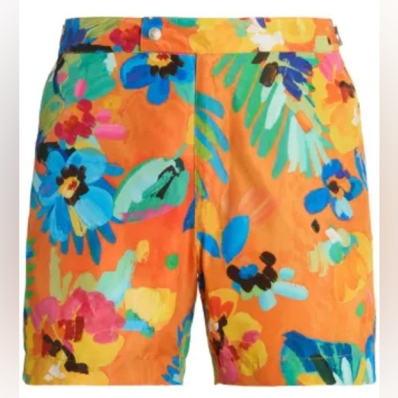 Polo Ralph Lauren Floral Monaco Tunk Trunk Swimming
Shorts Camarat Sz 38 Orange - Picture 2 of 13